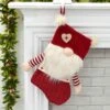 54cm Gonk Christmas Stocking Arms Beard Pom Poms Grey Red -Halloween Supply Store XS7246 LS 1 opt