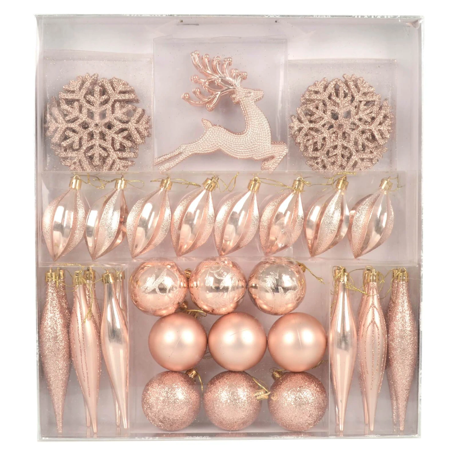 45pc Metallic Christmas Tree Decoration Set Mixed Baubles 4 45pc Metallic Christmas Tree Decoration Set Mixed Baubles - Image 2