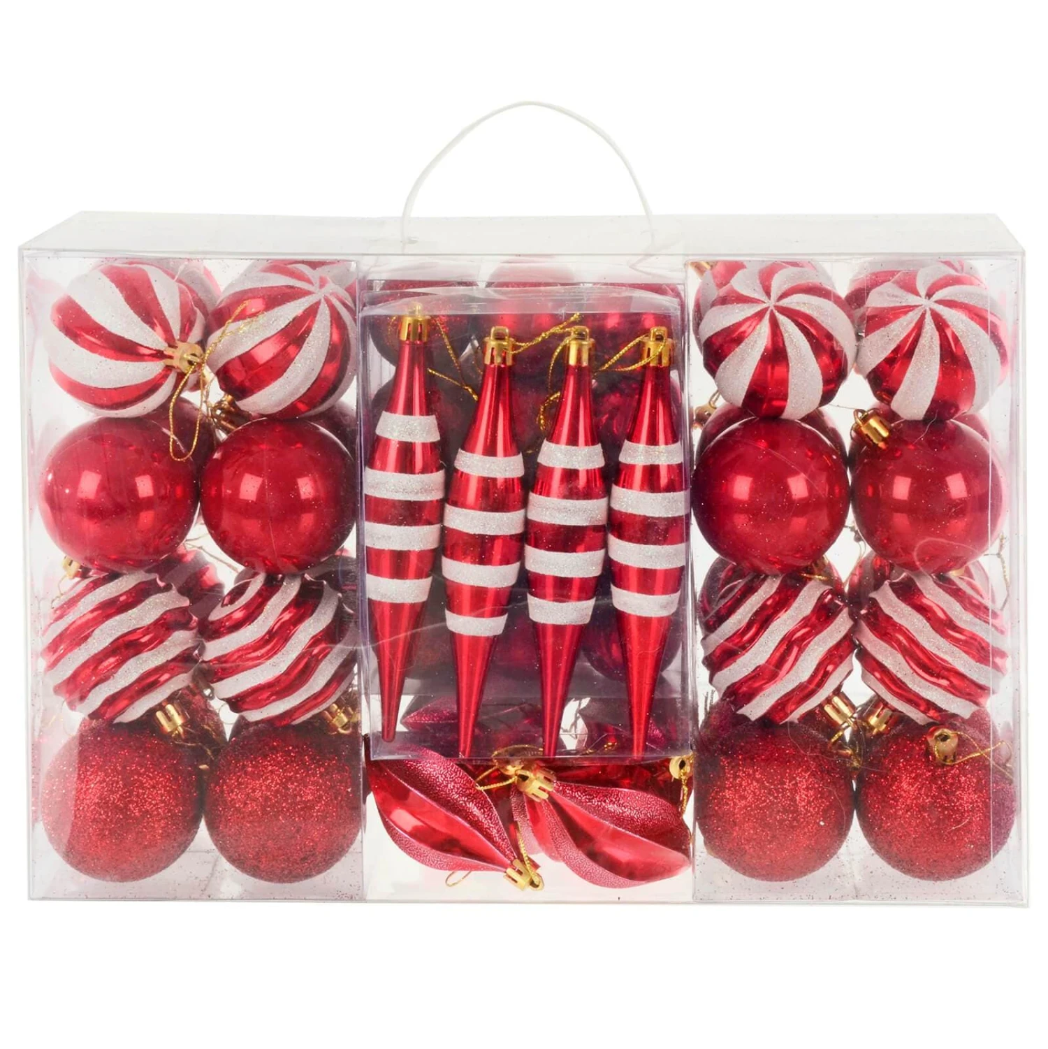 72pc Christmas Tree Baubles Set Mixed Design Decorations 5 72pc Christmas Tree Baubles Set Mixed Design Decorations - Image 3