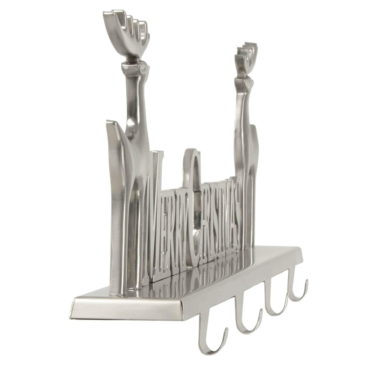 Silver Merry Christmas Stocking Hanger 4 Hooks Reindeer Decoration 5 Silver Merry Christmas Stocking Hanger 4 Hooks Reindeer Decoration - Image 3