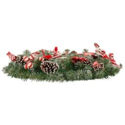 30" Christmas Wreath Candy Canes Sweets Snow Pine Cones -Halloween Supply Store XS7272 2 opt