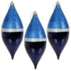 3pk Large Teardrop Christmas Tree Baubles 18cm Navy Silver -Halloween Supply Store XS7274 2 opt