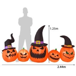 8ft LED Inflatable 5 Evil Pumpkins Witch Hats Halloween Decoration -Halloween Supply Store XS7375 4 opt