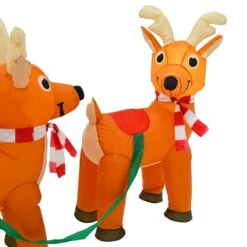 10ft LED Inflatable Santa Sleigh 3 Reindeer Christmas Decoration -Halloween Supply Store XS7385 5 opt