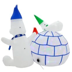 6ft Inflatable Igloo LED Disco Lights Polar Bears Decoration -Halloween Supply Store XS7386 3 opt
