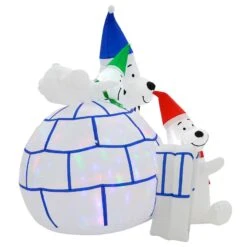 6ft Inflatable Igloo LED Disco Lights Polar Bears Decoration -Halloween Supply Store XS7386 4 opt