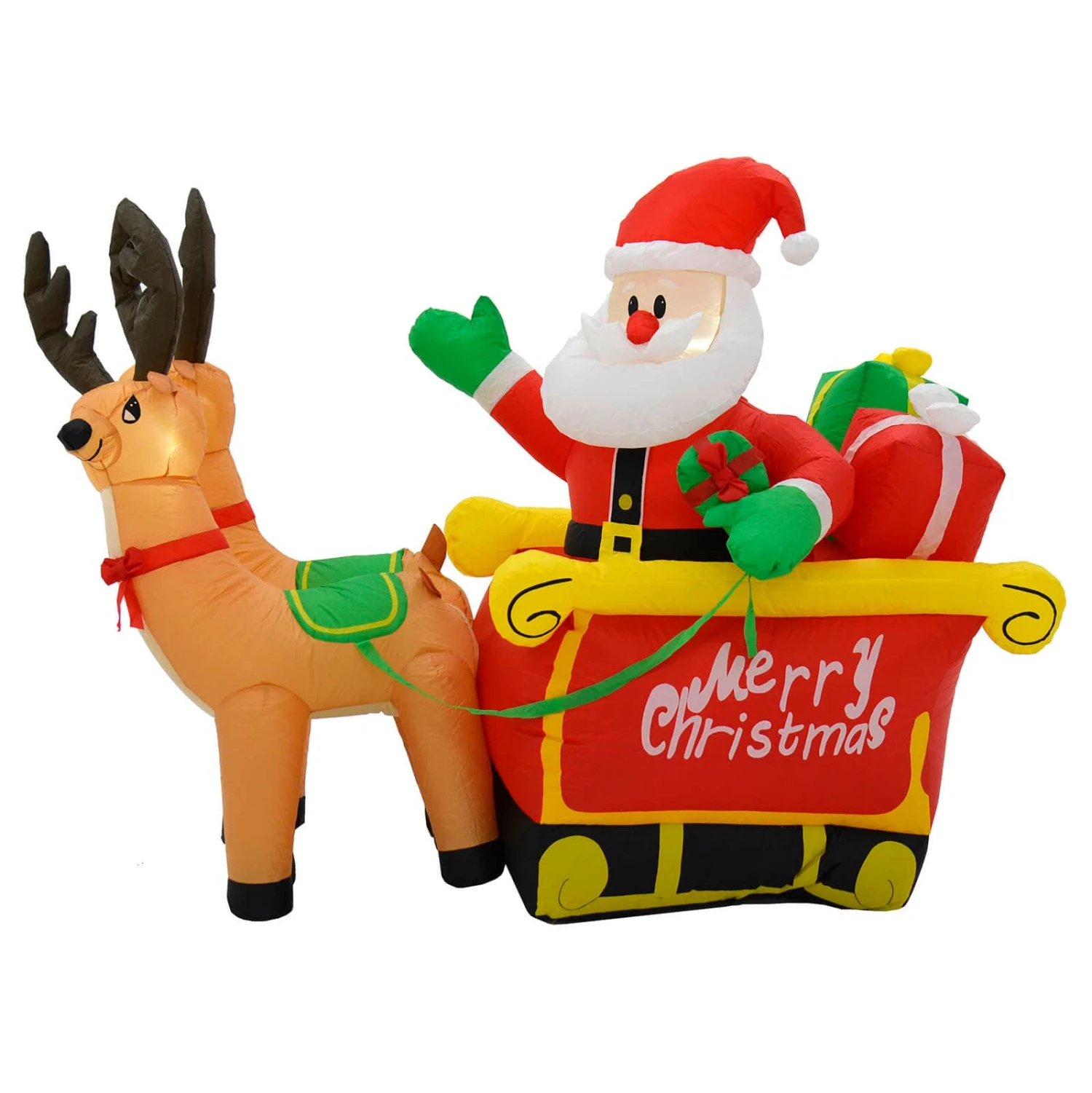 6ft LED Inflatable Santa Sleigh 2 Reindeer Christmas Decoration 3 6ft LED Inflatable Santa Sleigh 2 Reindeer Christmas Decoration