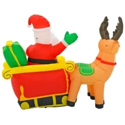 6ft LED Inflatable Santa Sleigh 2 Reindeer Christmas Decoration 9 6ft LED Inflatable Santa Sleigh 2 Reindeer Christmas Decoration -Halloween Supply Store XS7391 4 opt