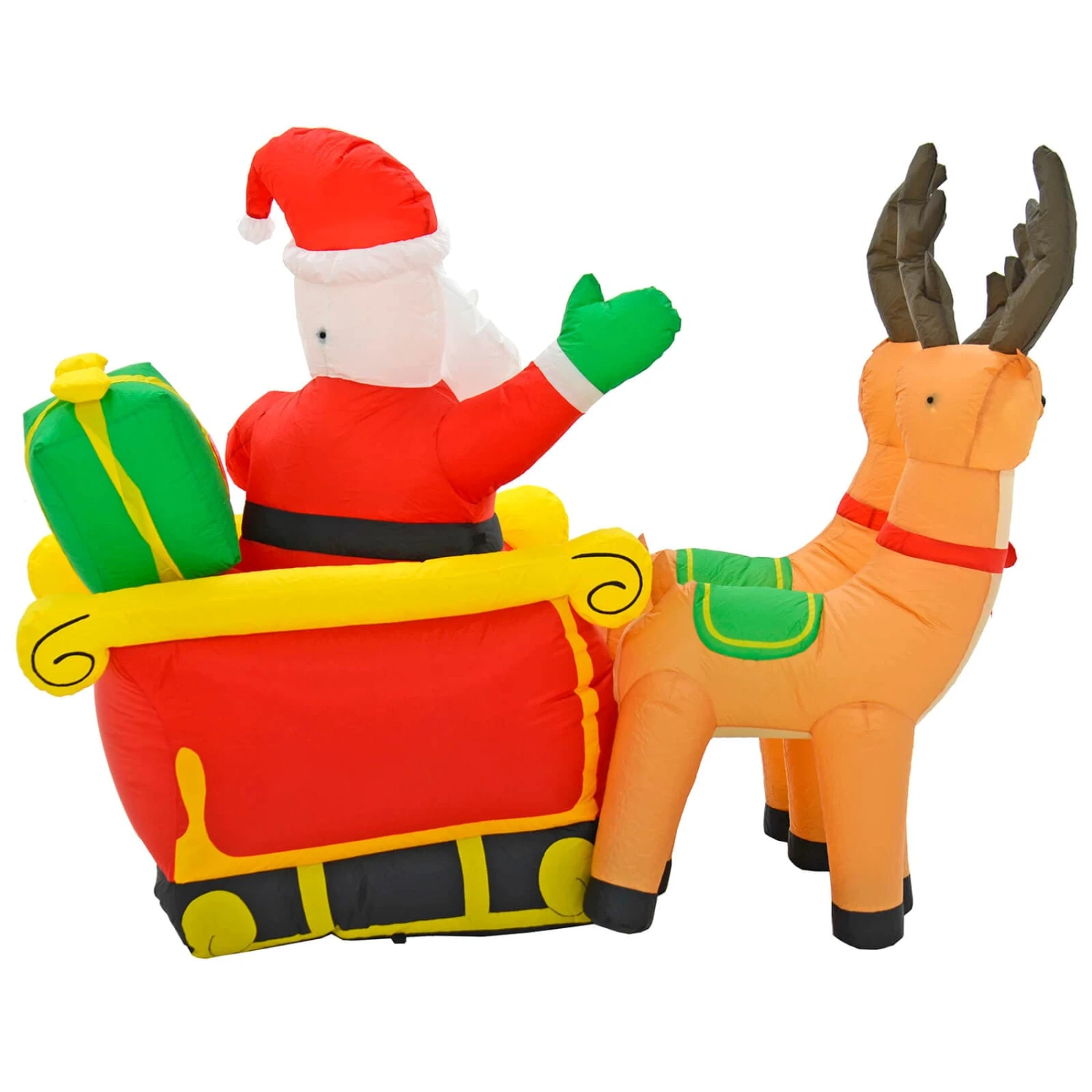 6ft LED Inflatable Santa Sleigh 2 Reindeer Christmas Decoration 6 6ft LED Inflatable Santa Sleigh 2 Reindeer Christmas Decoration - Image 4