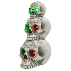 Light Up Skull Stack Colour Change LED Halloween Decoration 30cm 9 Light Up Skull Stack Colour Change LED Halloween Decoration 30cm -Halloween Supply Store XS7409 2 opt