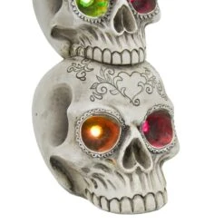 Light Up Skull Stack Colour Change LED Halloween Decoration 30cm 11 Light Up Skull Stack Colour Change LED Halloween Decoration 30cm -Halloween Supply Store XS7409 4 opt