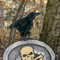 Black Crow Halloween Decoration Bird Realistic Feathers Raven 25cm