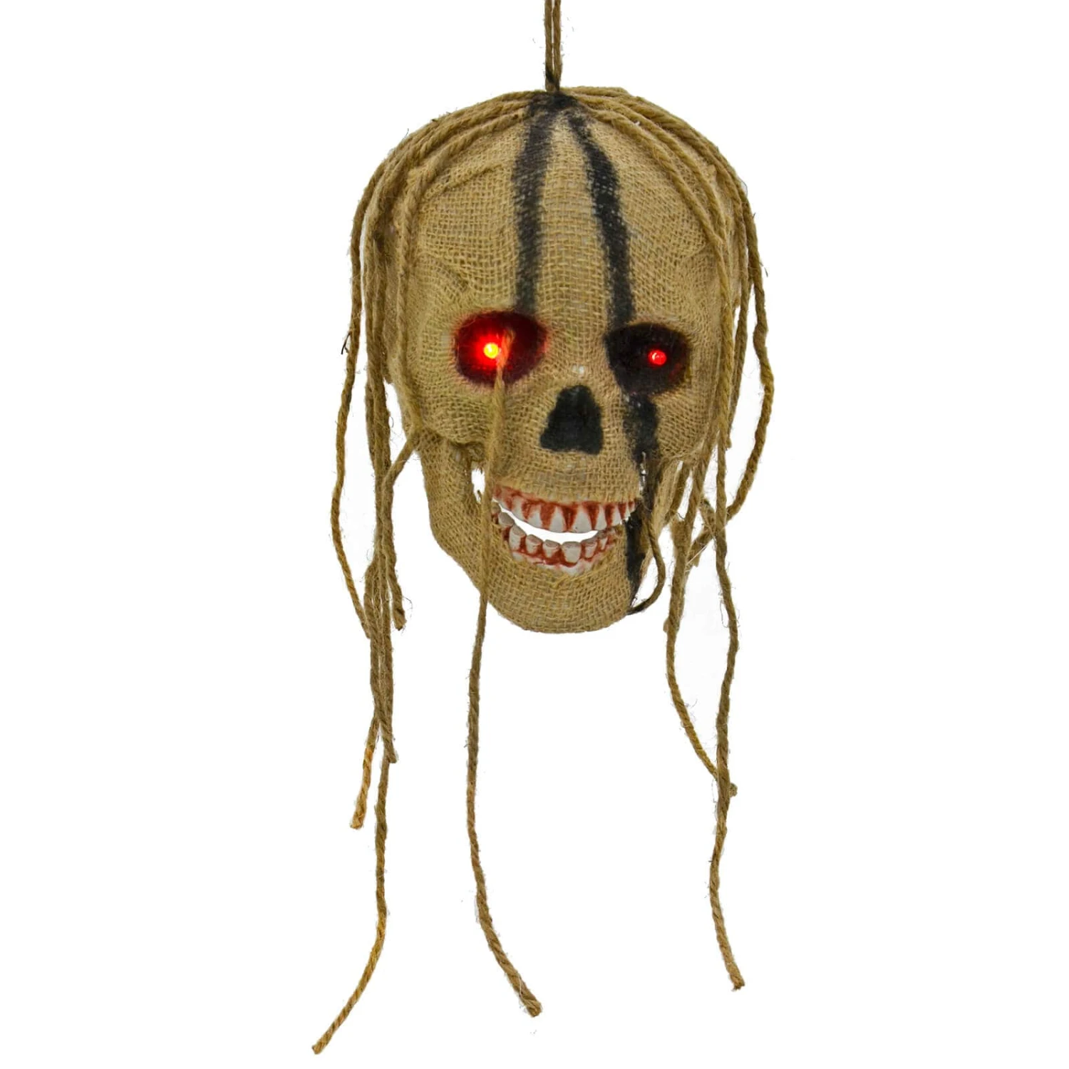 Light Up Hanging Skull Halloween Decoration Rope Hair 19cm 4 Light Up Hanging Skull Halloween Decoration Rope Hair 19cm - Image 2