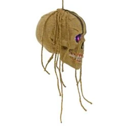 Light Up Hanging Skull Halloween Decoration Rope Hair 19cm 8 Light Up Hanging Skull Halloween Decoration Rope Hair 19cm -Halloween Supply Store XS7436 2 opt