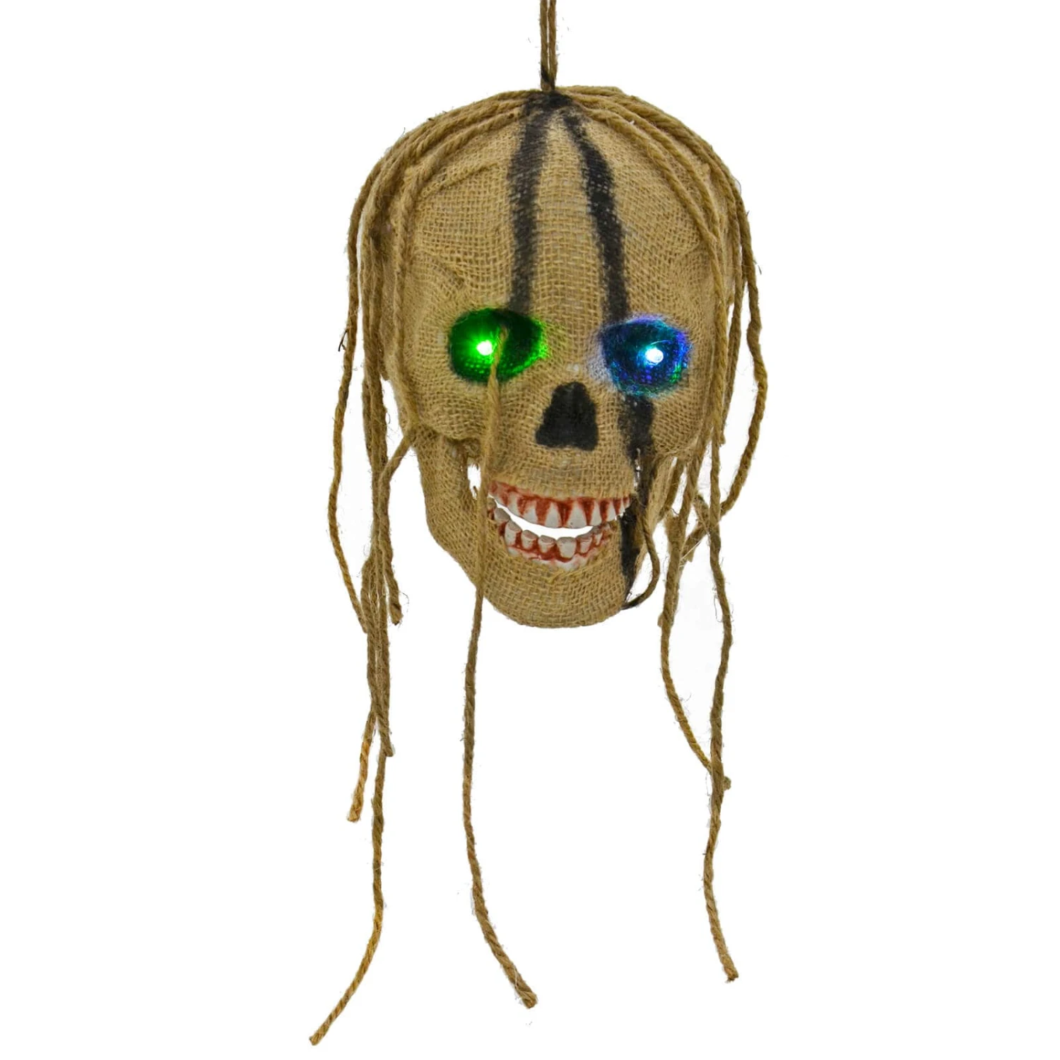 Light Up Hanging Skull Halloween Decoration Rope Hair 19cm 6 Light Up Hanging Skull Halloween Decoration Rope Hair 19cm - Image 4