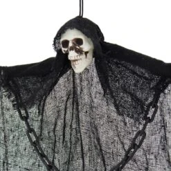 Hanging Skeleton With Chains Black Robe Ghost Decoration 60cm -Halloween Supply Store XS7456 2 opt