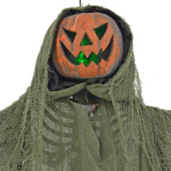 6ft Scary Hanging Pumpkin Green LED Eyes Sounds Decoration Prop -Halloween Supply Store XS7461 2 opt