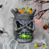 Light Up Skull Crown Candy Holder Halloween Decoration Grey 24cm -Halloween Supply Store XS7492 LS 1 opt