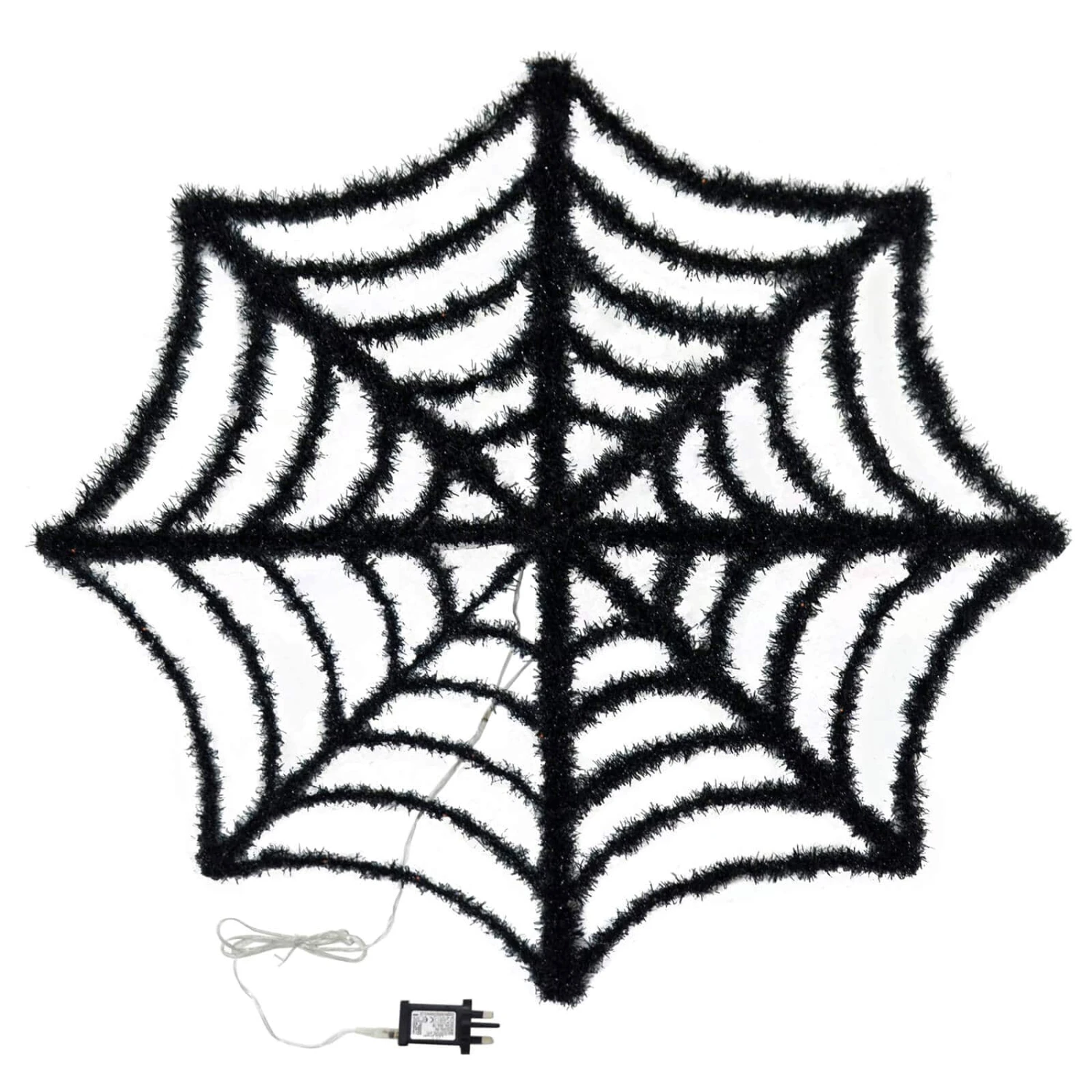 Light Up Spiders Web Black Tinsel Orange LED Decoration 80cm 6 Light Up Spiders Web Black Tinsel Orange LED Decoration 80cm - Image 4