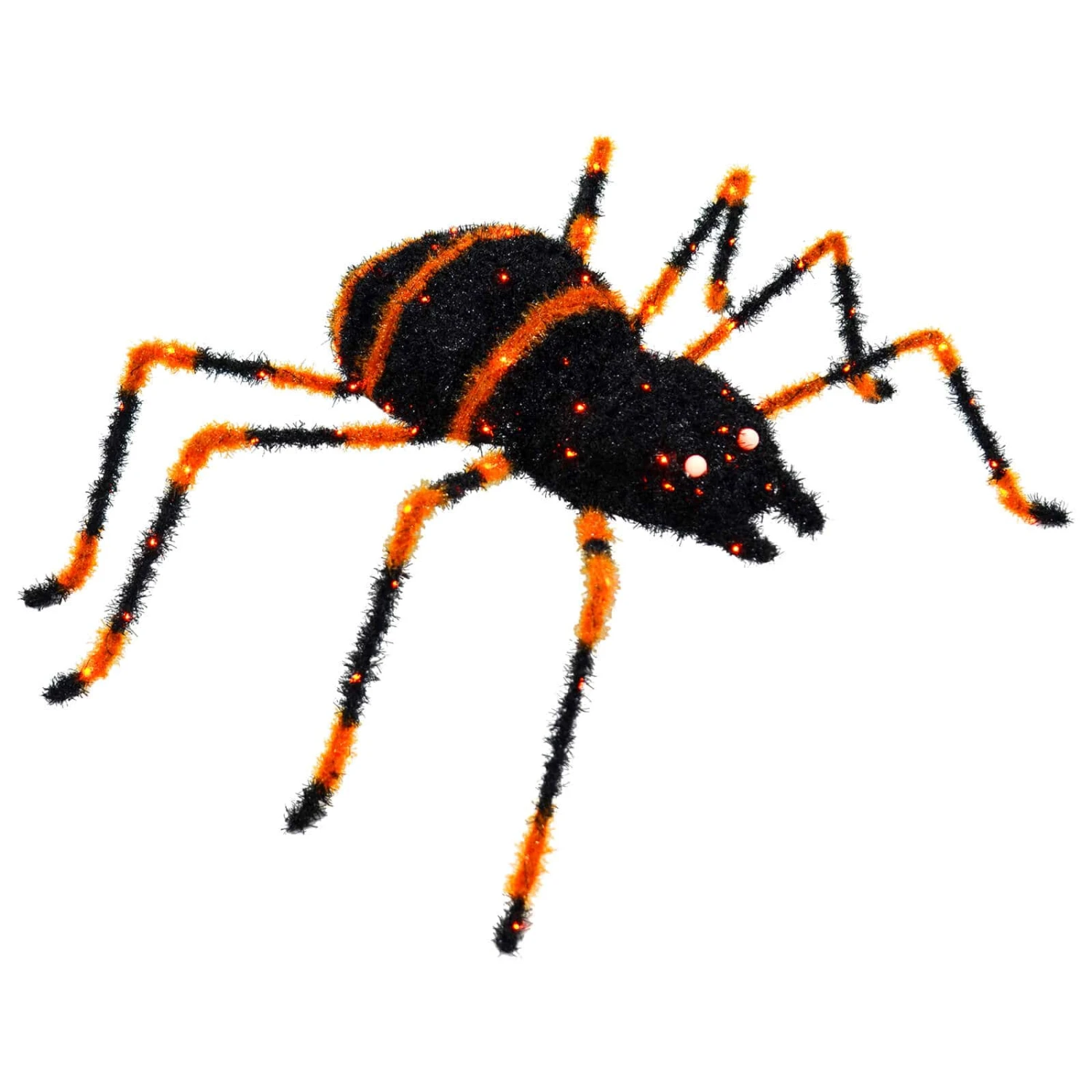 Large Light Up Spider Decoration Black Tinsel Orange LED 90cm 4 Large Light Up Spider Decoration Black Tinsel Orange LED 90cm - Image 2