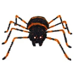 Large Light Up Spider Decoration Black Tinsel Orange LED 90cm 9 Large Light Up Spider Decoration Black Tinsel Orange LED 90cm -Halloween Supply Store XS7533 2 opt