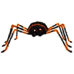 Large Light Up Spider Decoration Black Tinsel Orange LED 90cm 10 Large Light Up Spider Decoration Black Tinsel Orange LED 90cm -Halloween Supply Store XS7533 3 opt