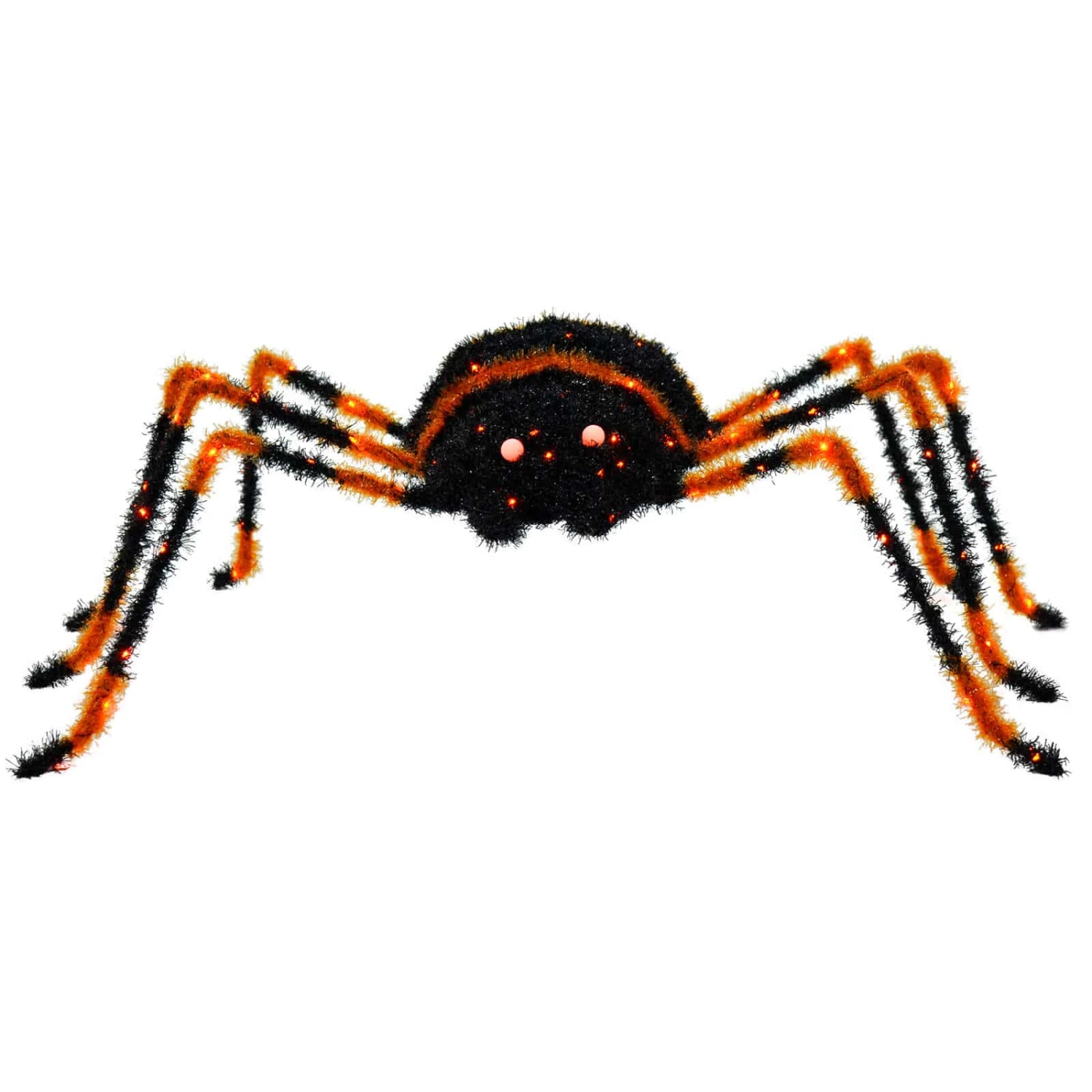 Large Light Up Spider Decoration Black Tinsel Orange LED 90cm 6 Large Light Up Spider Decoration Black Tinsel Orange LED 90cm - Image 4