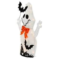 Light Up Ghost With Bat Halloween Decoration White LED 74cm -Halloween Supply Store XS7535 3 opt