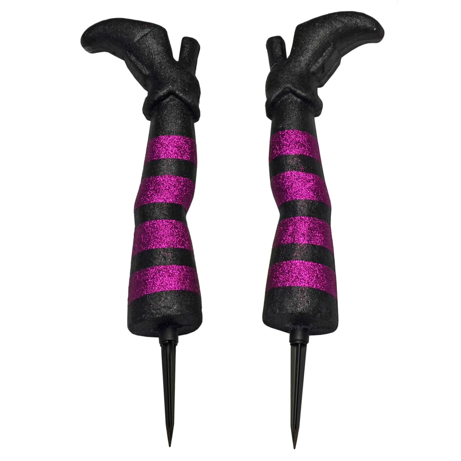 Witch Legs Halloween Decoration Purple Glitter Garden Stakes 45cm 3 Witch Legs Halloween Decoration Purple Glitter Garden Stakes 45cm