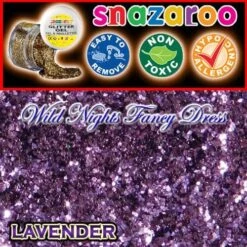 SNAZAROO FACE PAINT GLITTER GEL LAVENDER 12ML TUB