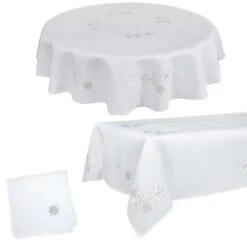 Fabric Christmas Tablecloths Table Covers / Napkins 40 Fabric Christmas Tablecloths Table Covers / Napkins -Halloween Supply Store snowflake white 1600 opt 48753.1591950284.1100.1100