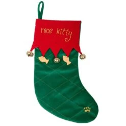 Nice Kitty Pet Cat Christmas Stocking Red & Green Fabric -Halloween Supply Store xs3695 1600 1 21663.1547477431.1100.1100