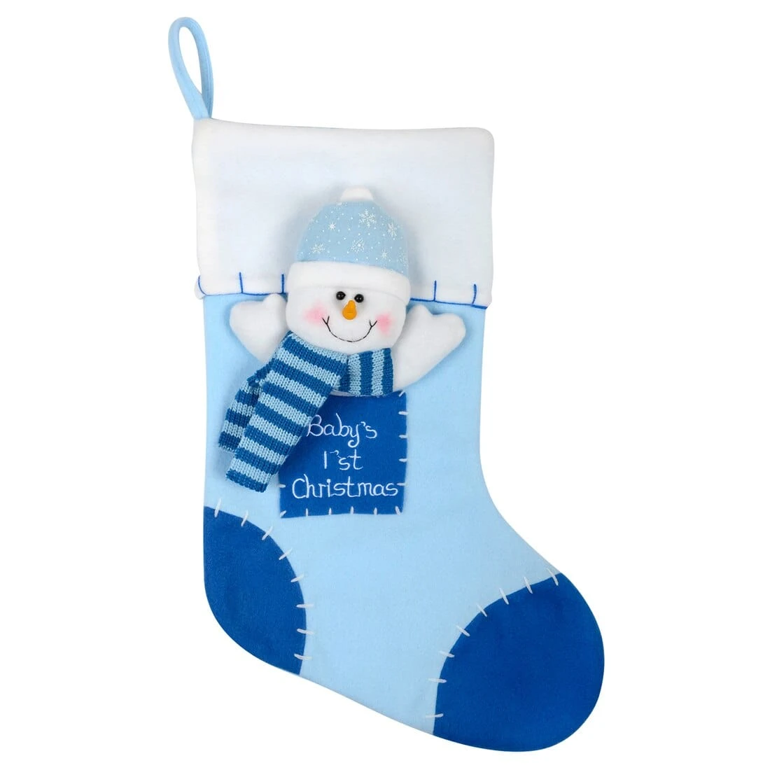 42cm Boys 1st Christmas Blue 3D Snowman Stocking Gift 4 42cm Boys 1st Christmas Blue 3D Snowman Stocking Gift - Image 2