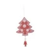 Set Of 6 Wooden Tree Christmas Tree Decorations Boxed