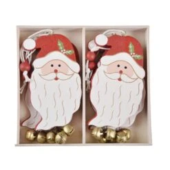 Set Of 6 Santa Face Xmas Tree Decorations Wooden Boxed -Halloween Supply Store xs4522 1600 2 94953.1496762365.1100.1100